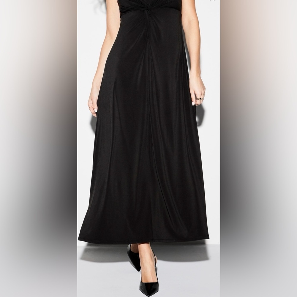 NWTS💓OCCASION M💓ELITE LINE LUSTROUS BLACK TWIST FRONT FIT & FLARE MIDI MAXI - Picture 10 of 16